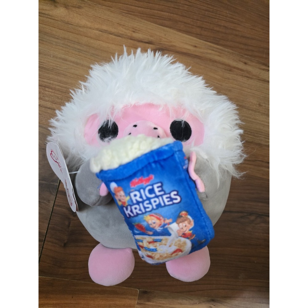 Snackles Lucas the Baboon Rice Krispies Plush 8 inch NWT Zuru Series 6 Gray